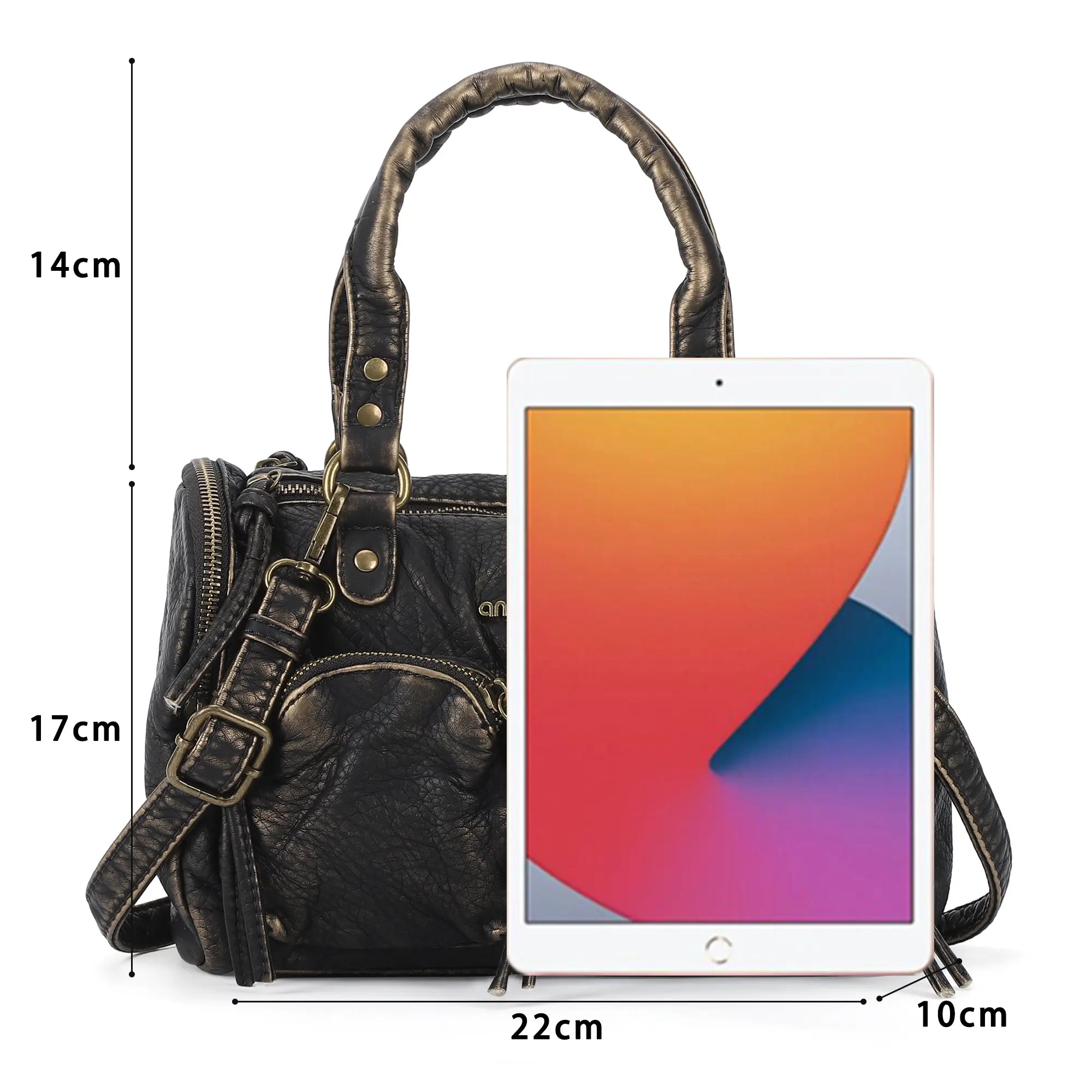 Lightweight Everyday Rivet Top Handle Satchel Crossbody Bag