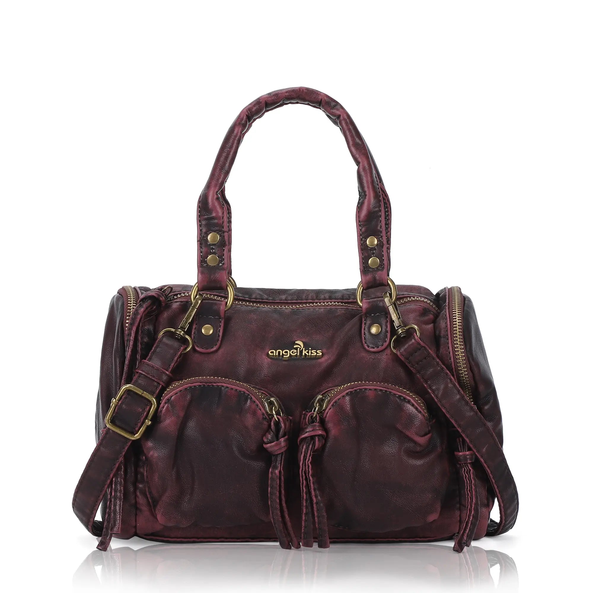Lightweight Everyday Rivet Top Handle Satchel Crossbody Bag