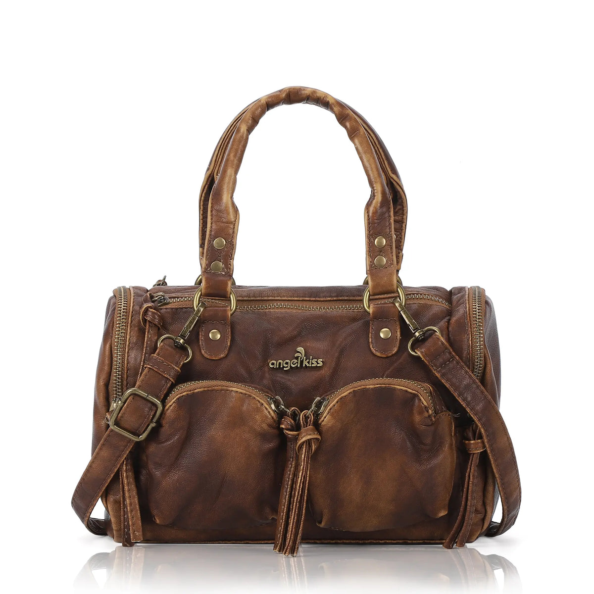 Lightweight Everyday Rivet Top Handle Satchel Crossbody Bag