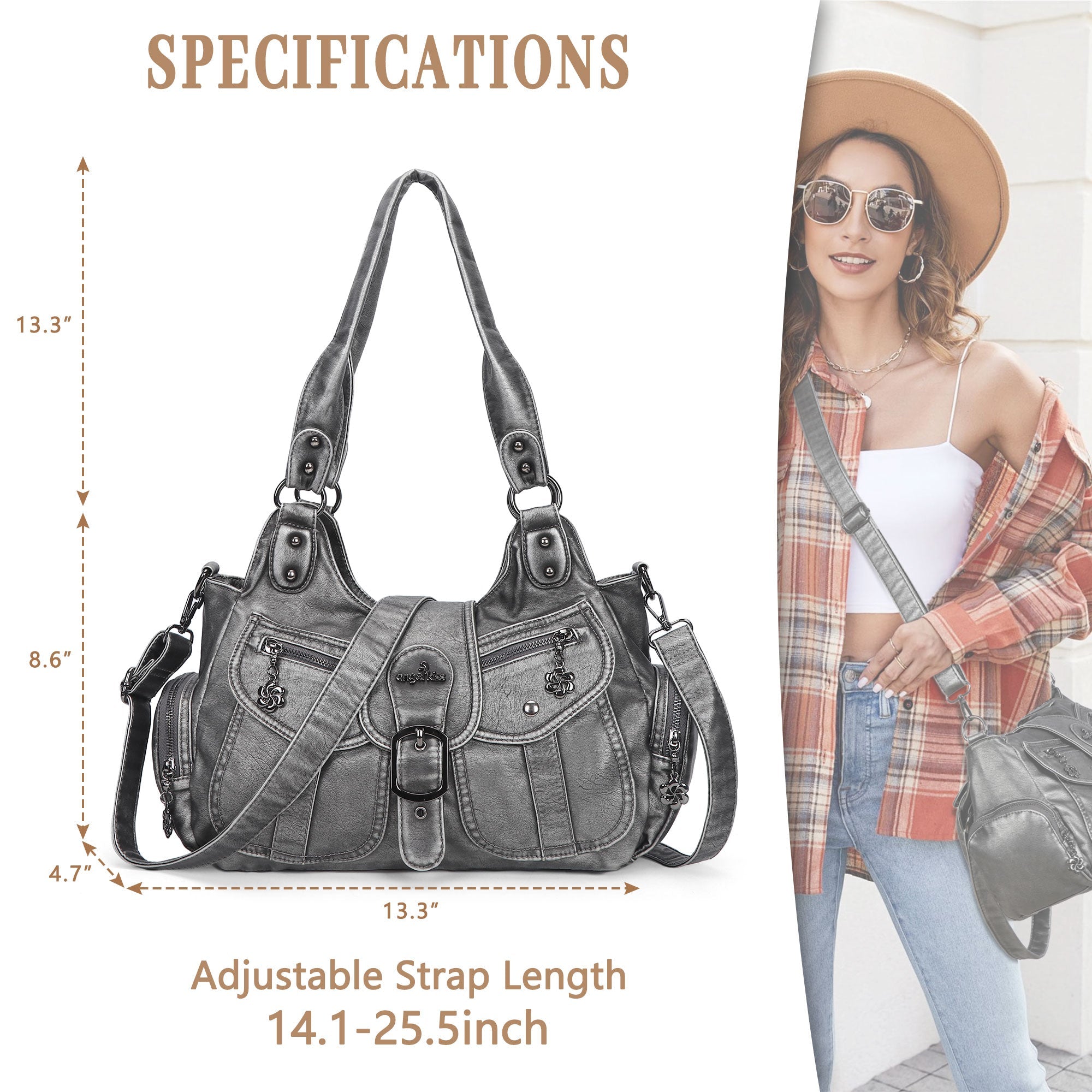 Women's Retro Fashion Multi-compartment Large Capacity Hobo Bag