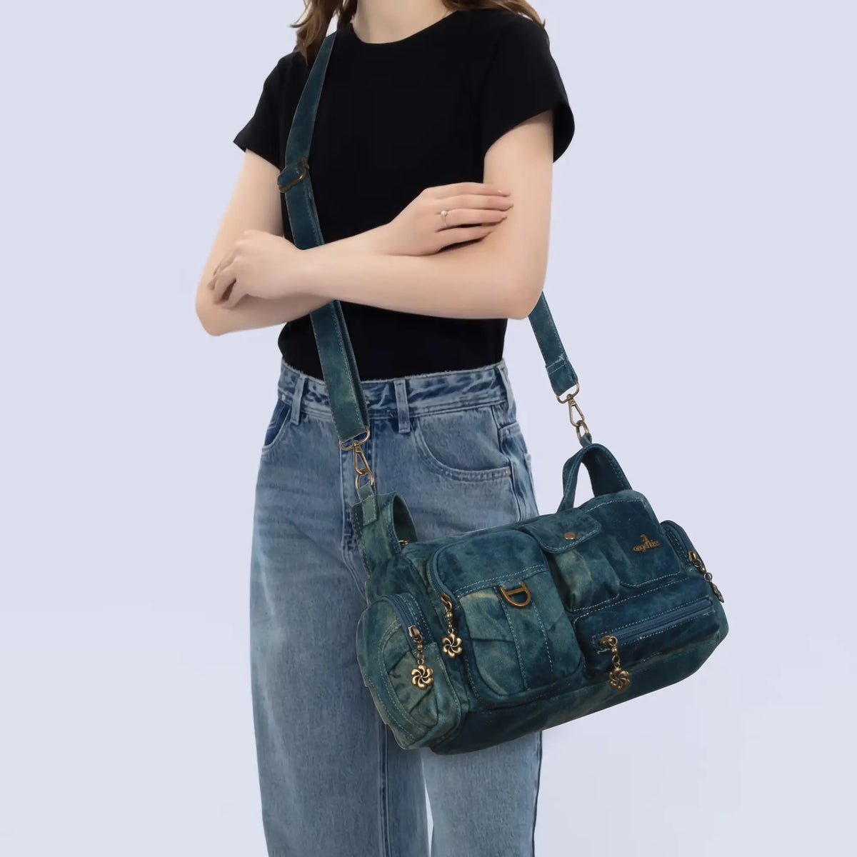 Utility Multi-Pocket Satchel Shoulder & Crossbody Bag