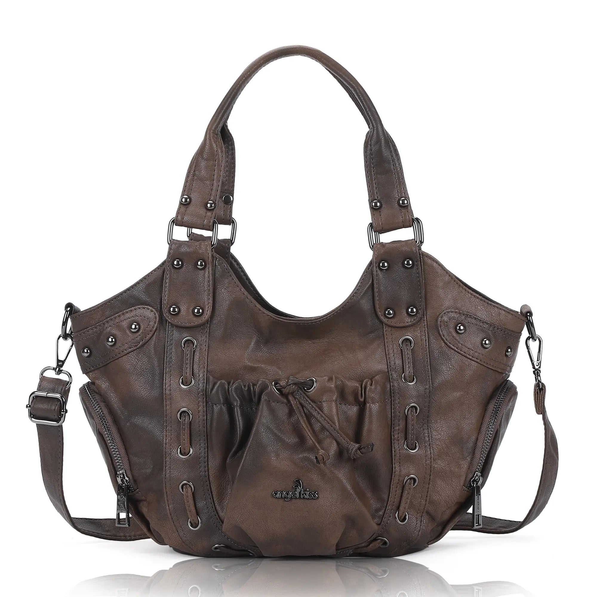 Multi-Pocket Crescent Hobo Shoulder Bag