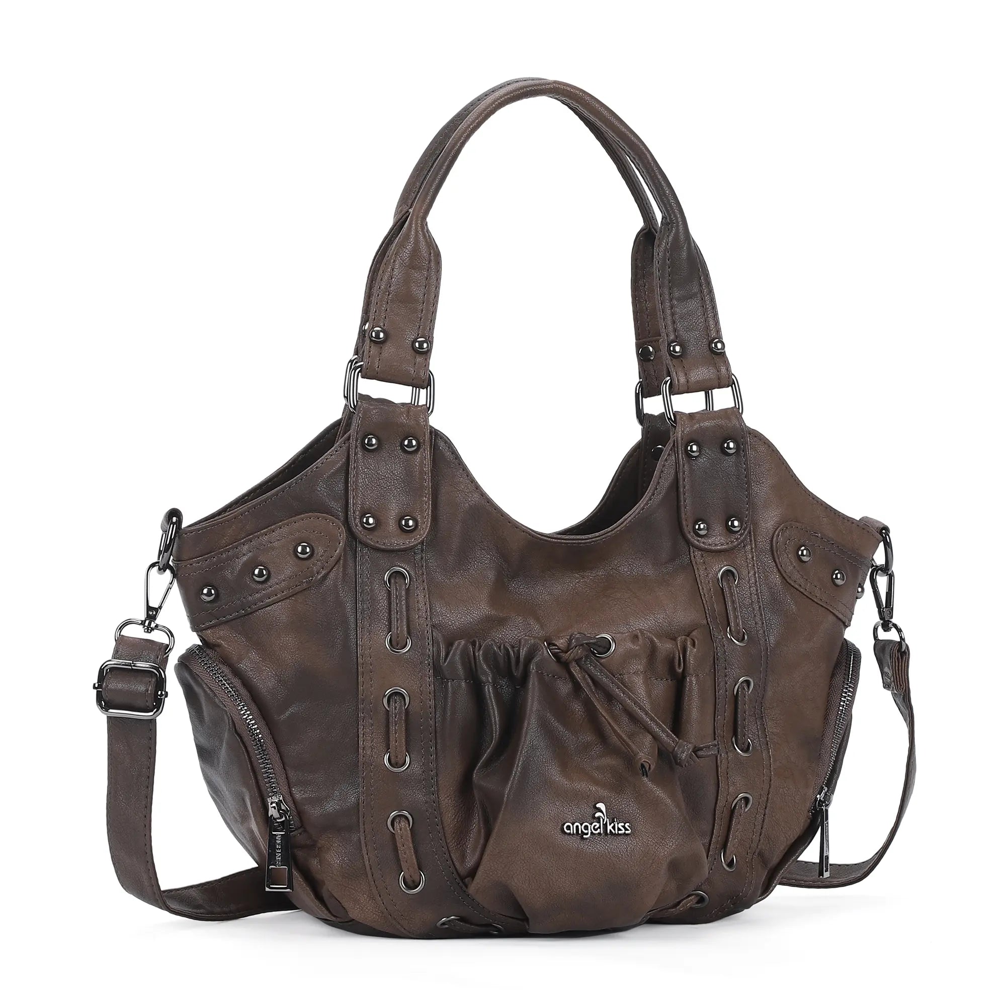 Multi-Pocket Crescent Hobo Shoulder Bag