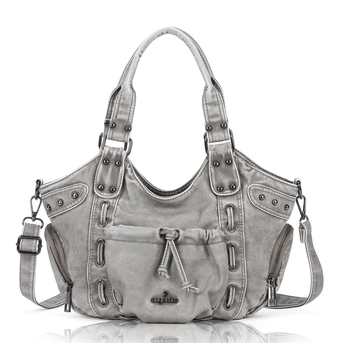 Multi-Pocket Crescent Hobo Shoulder Bag