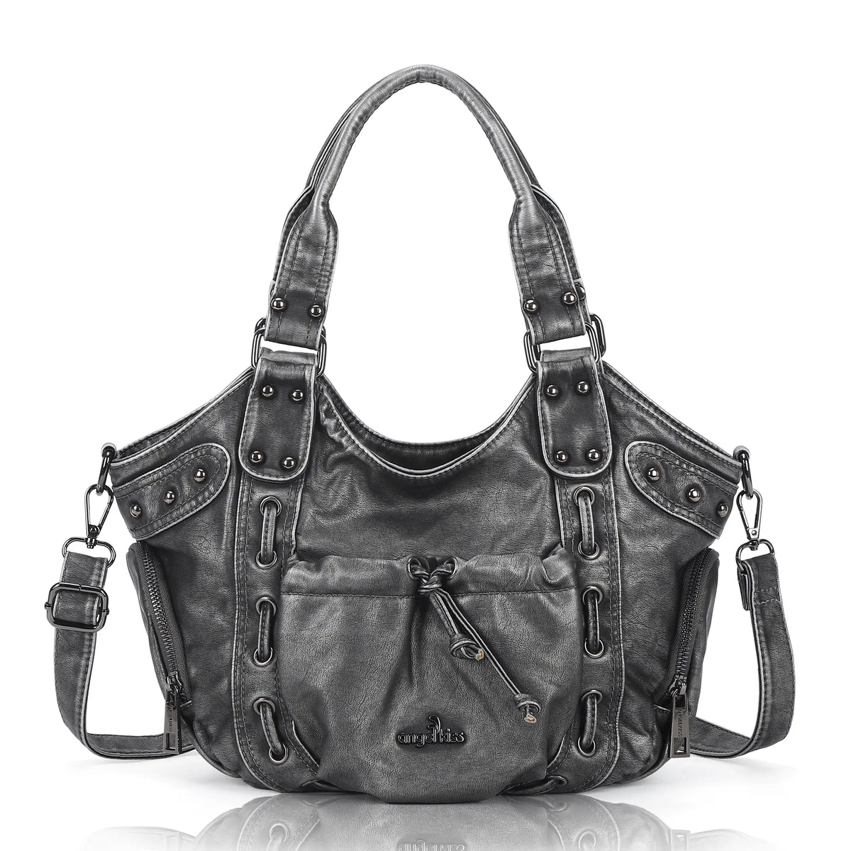 Multi-Pocket Crescent Hobo Shoulder Bag