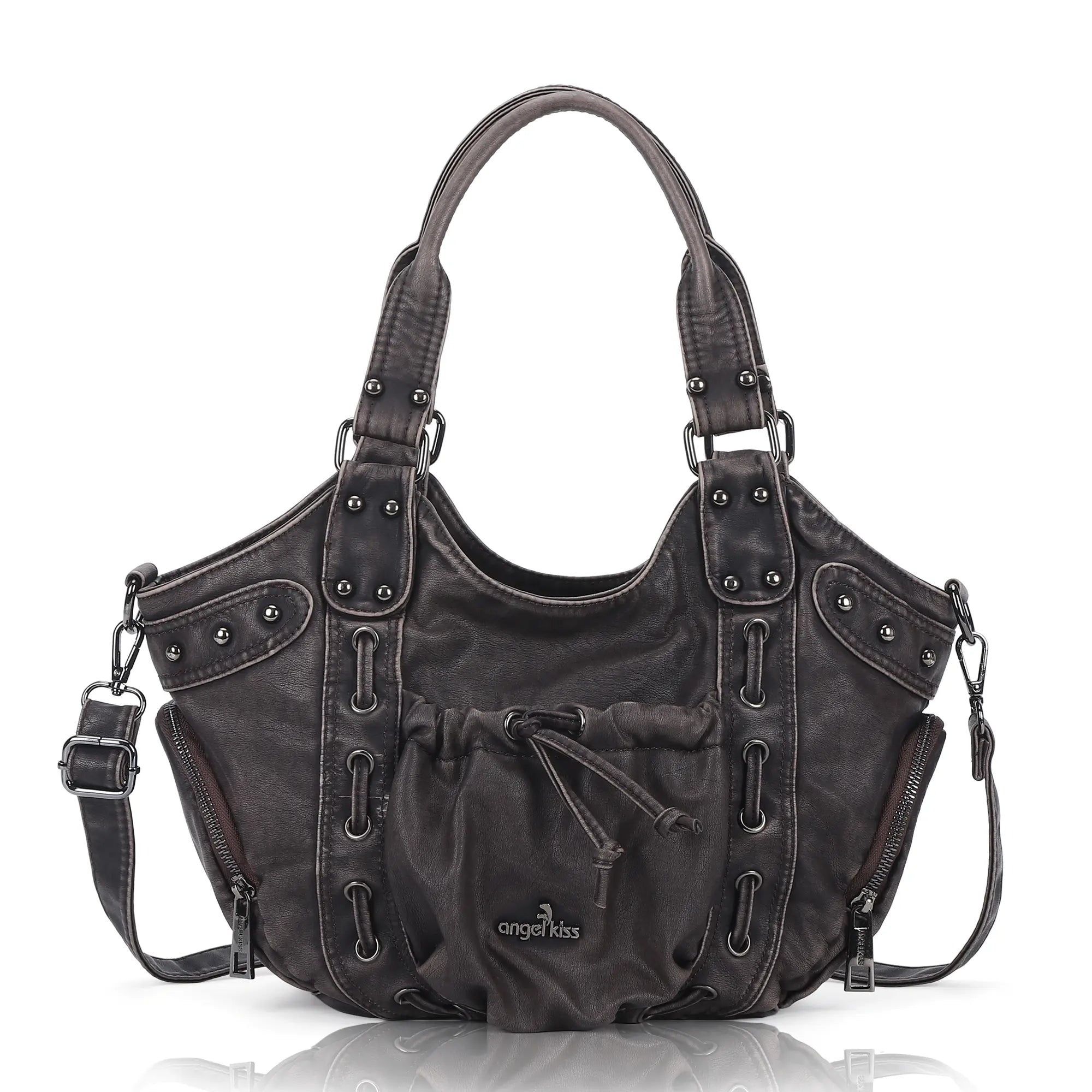 Multi-Pocket Crescent Hobo Shoulder Bag