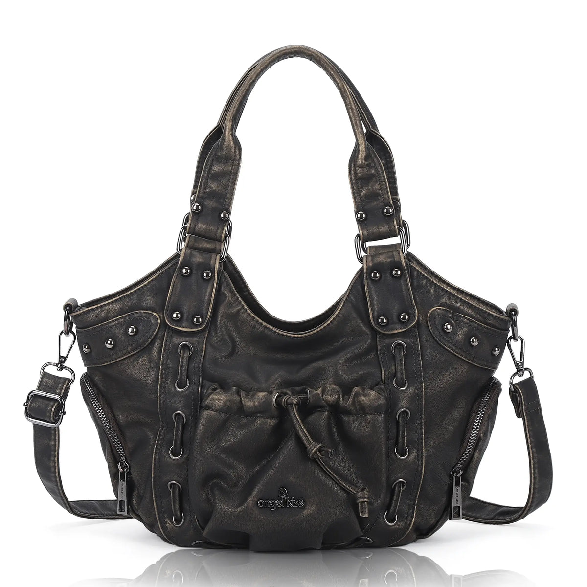 Multi-Pocket Crescent Hobo Shoulder Bag