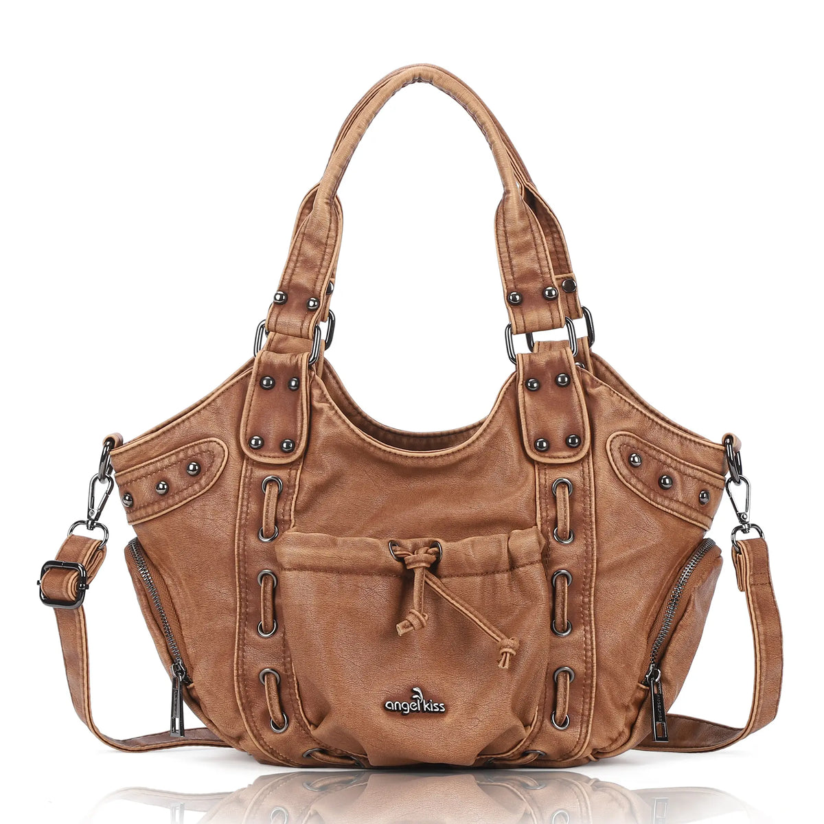 Multi-Pocket Crescent Hobo Shoulder Bag