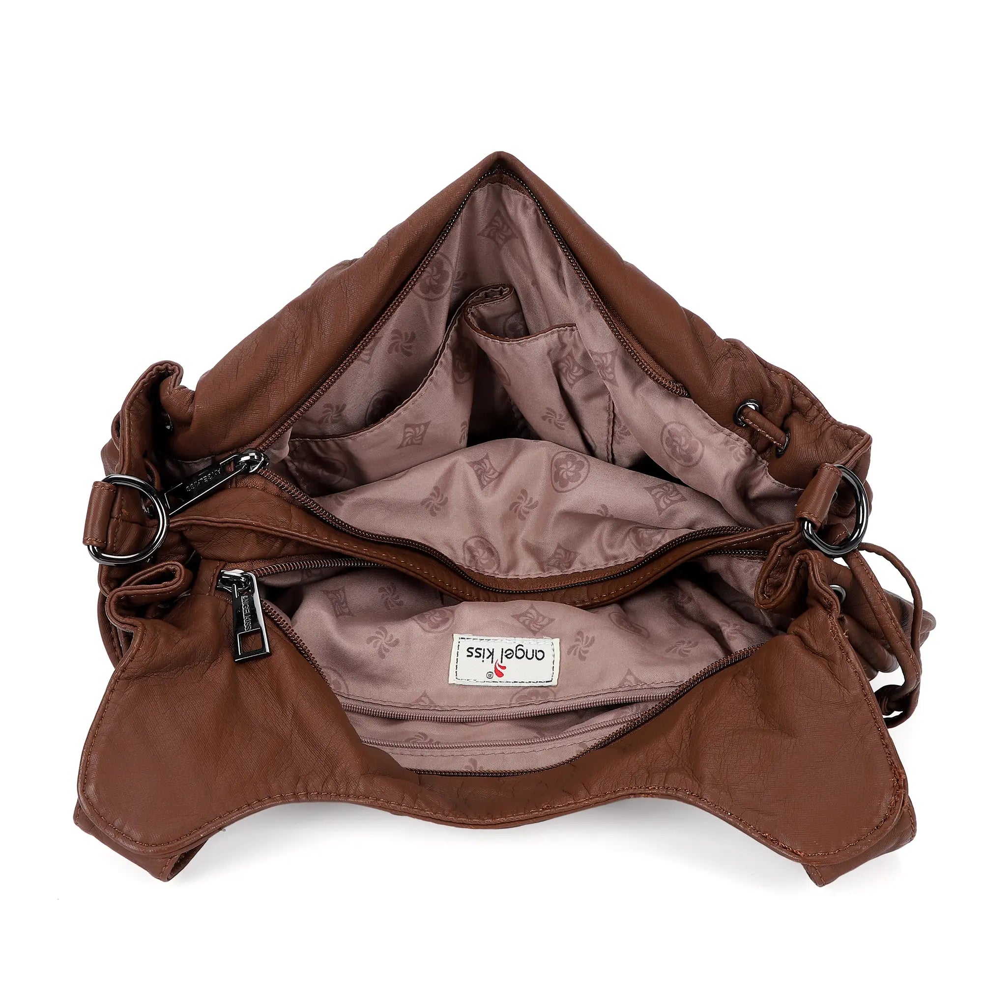 Multi-Pocket Vegan Leather Tote Shoulder Bag