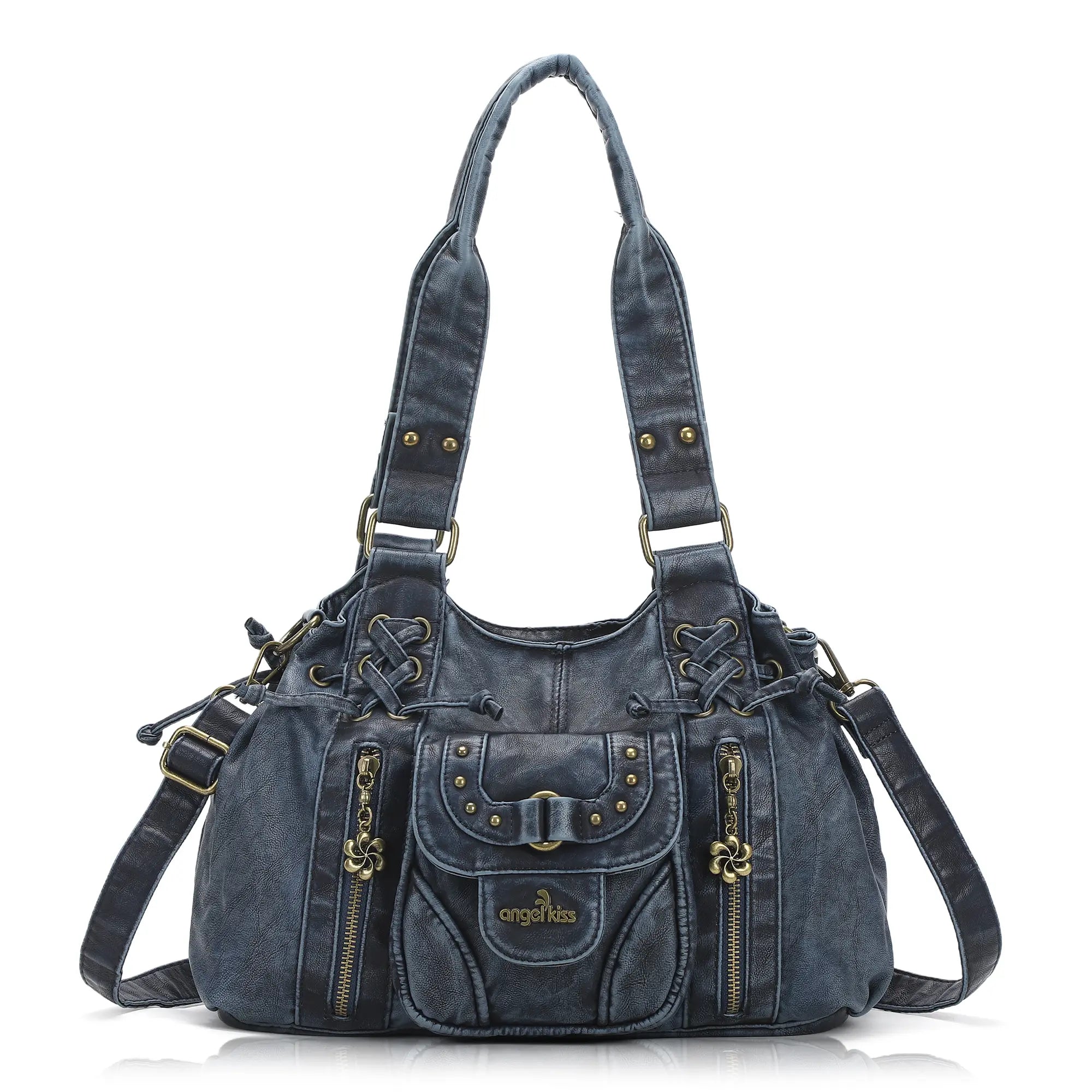 Vintage Multi-Pocket Satchel & Crossbody Bag