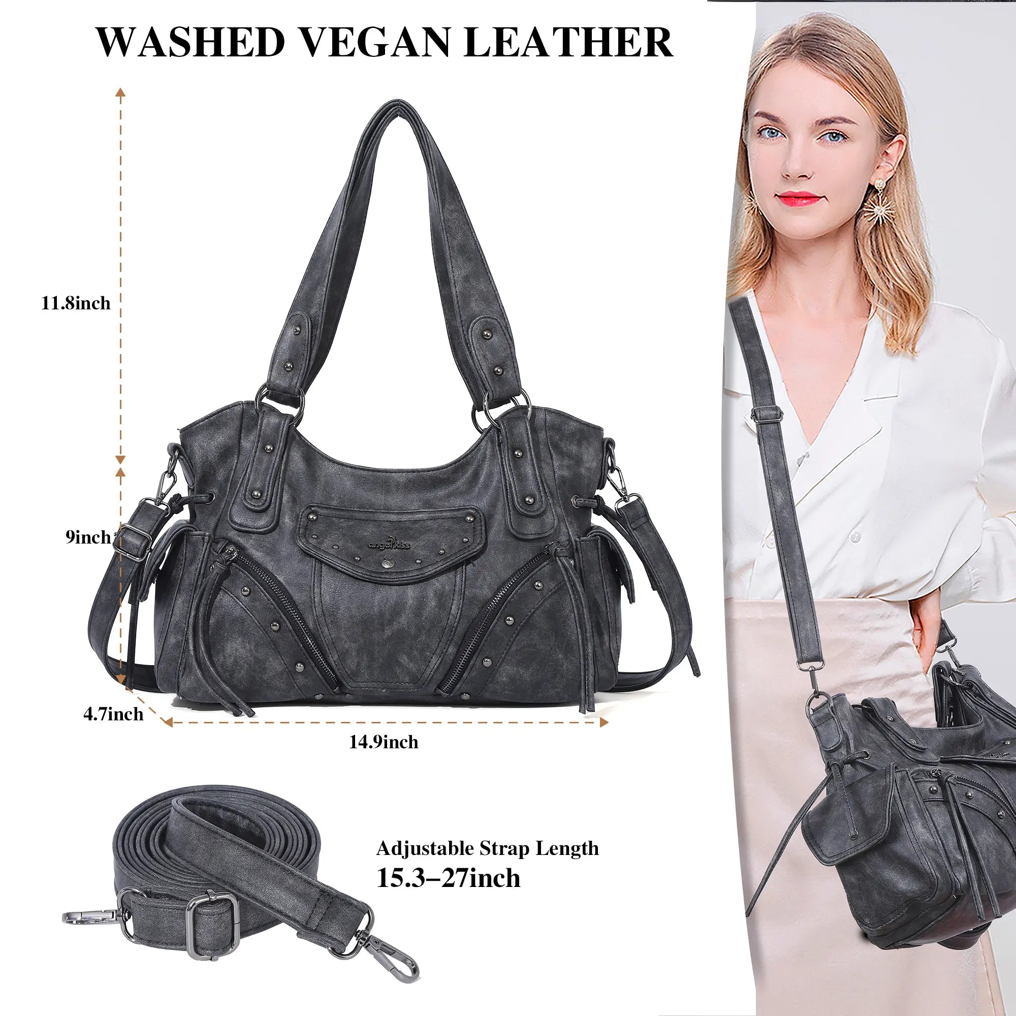 Vintage Textured Vegan Leather Bag – Subtle Luxury