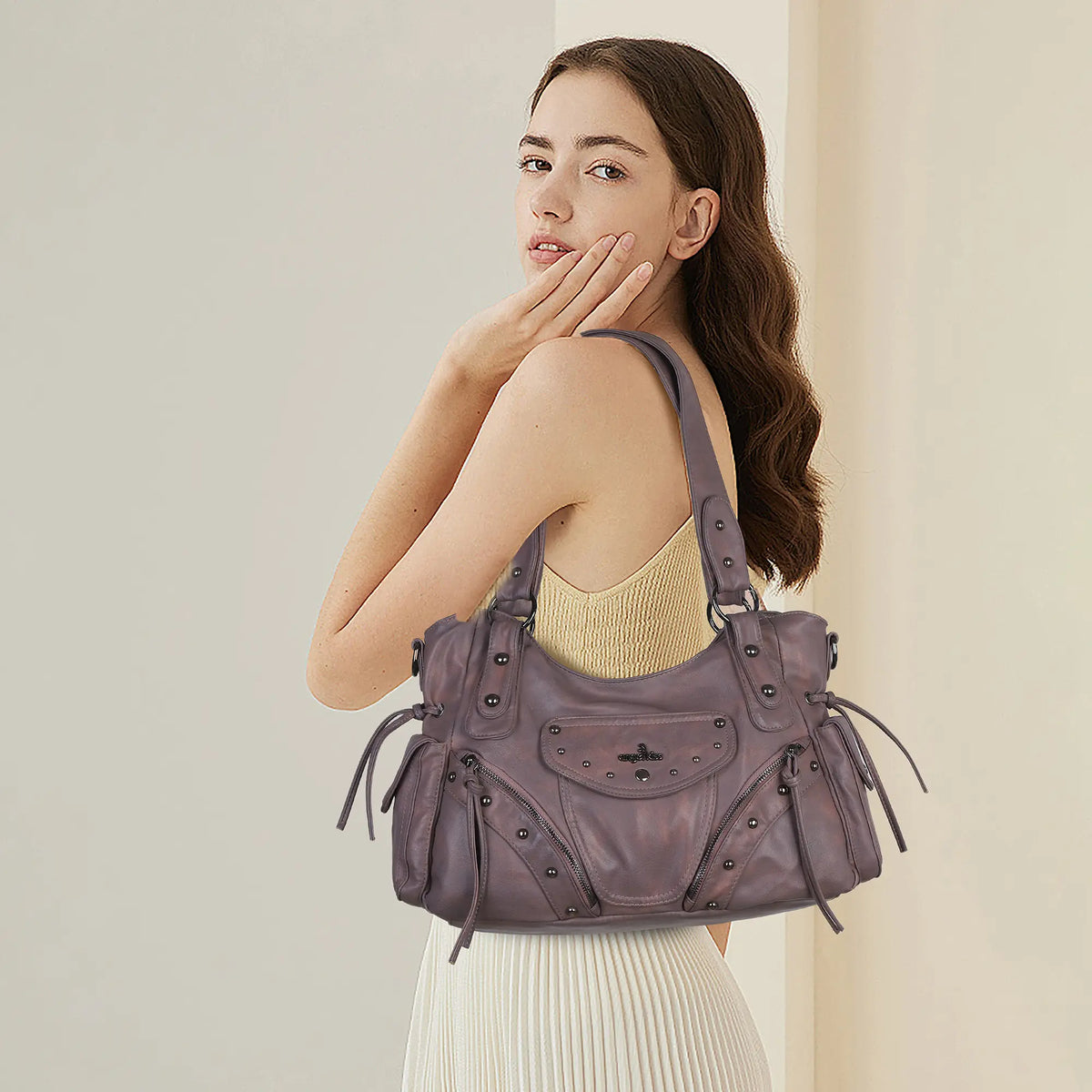 Vintage Textured Vegan Leather Bag – Subtle Luxury