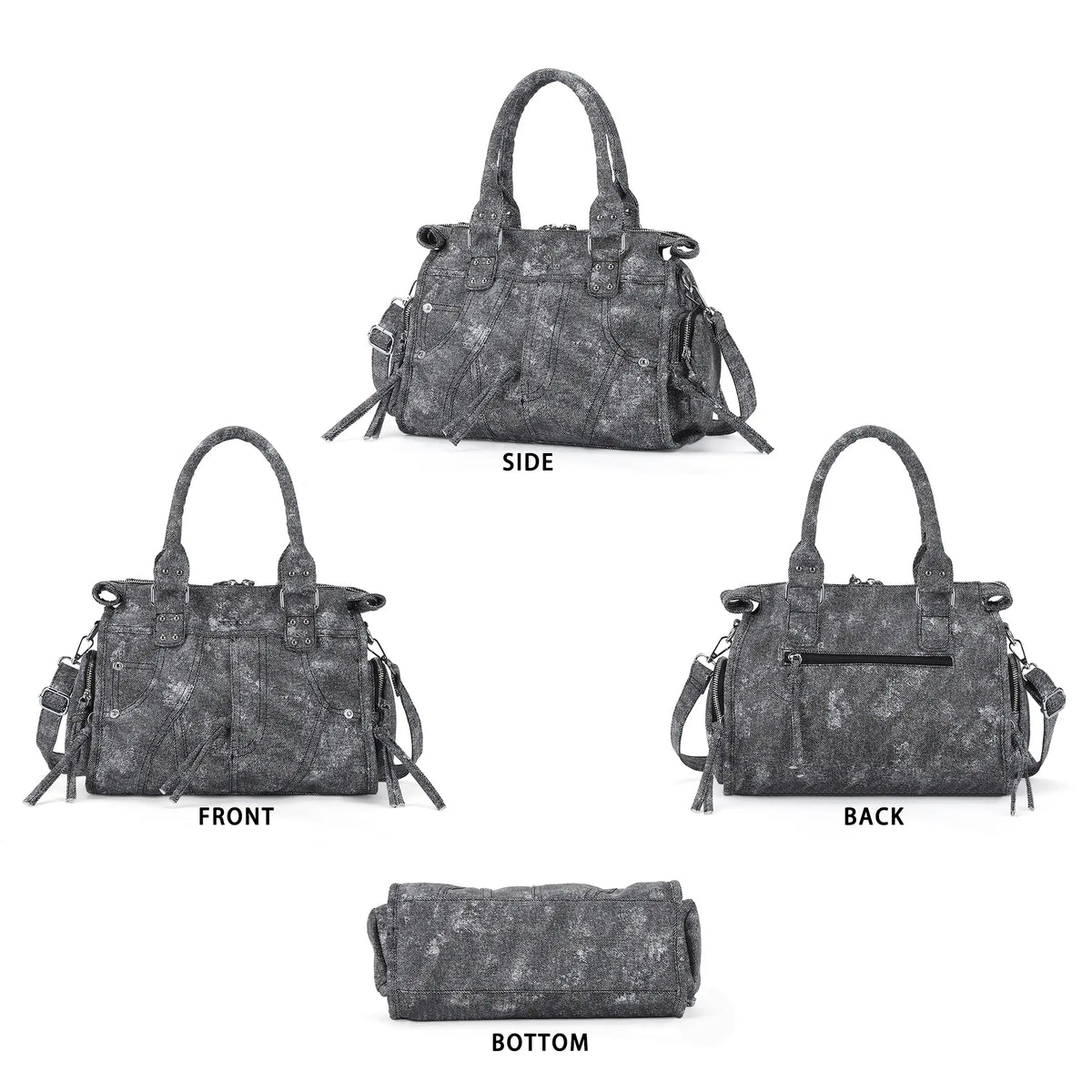 Printed Texture Satchel Top Handle Crossbody Bag for Easy Daily Outings