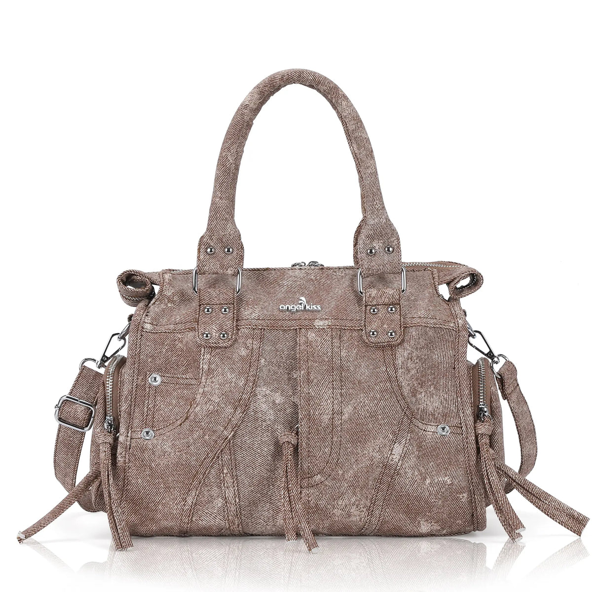 Printed Texture Satchel Top Handle Crossbody Bag for Easy Daily Outings