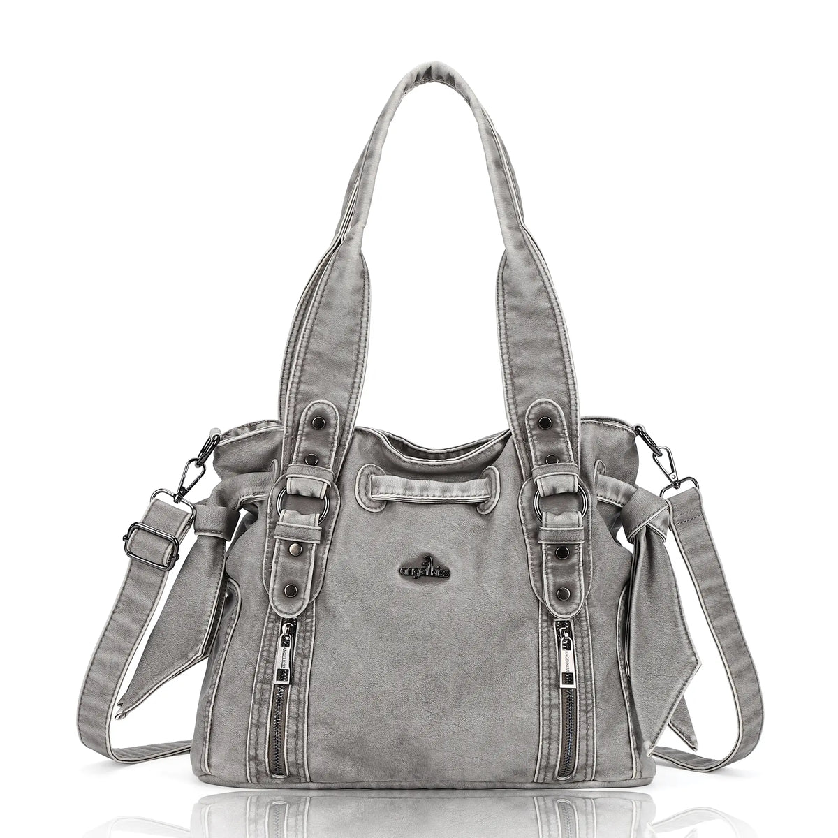 Angelkiss Vintage PU Tote Bag | Large Capacity Shoulder & Crossbody Handbag for Everyday Use