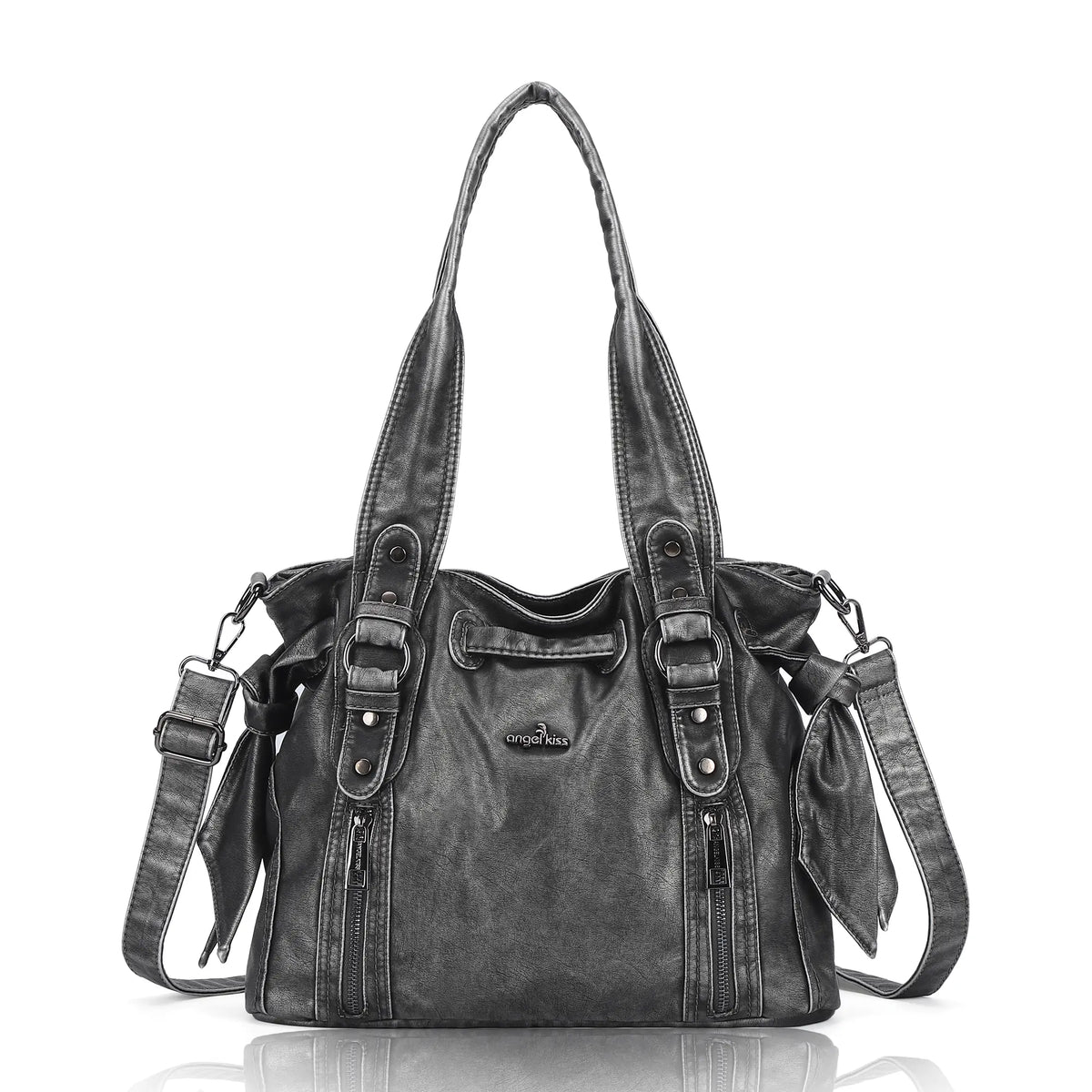Angelkiss Vintage PU Tote Bag | Large Capacity Shoulder & Crossbody Handbag for Everyday Use