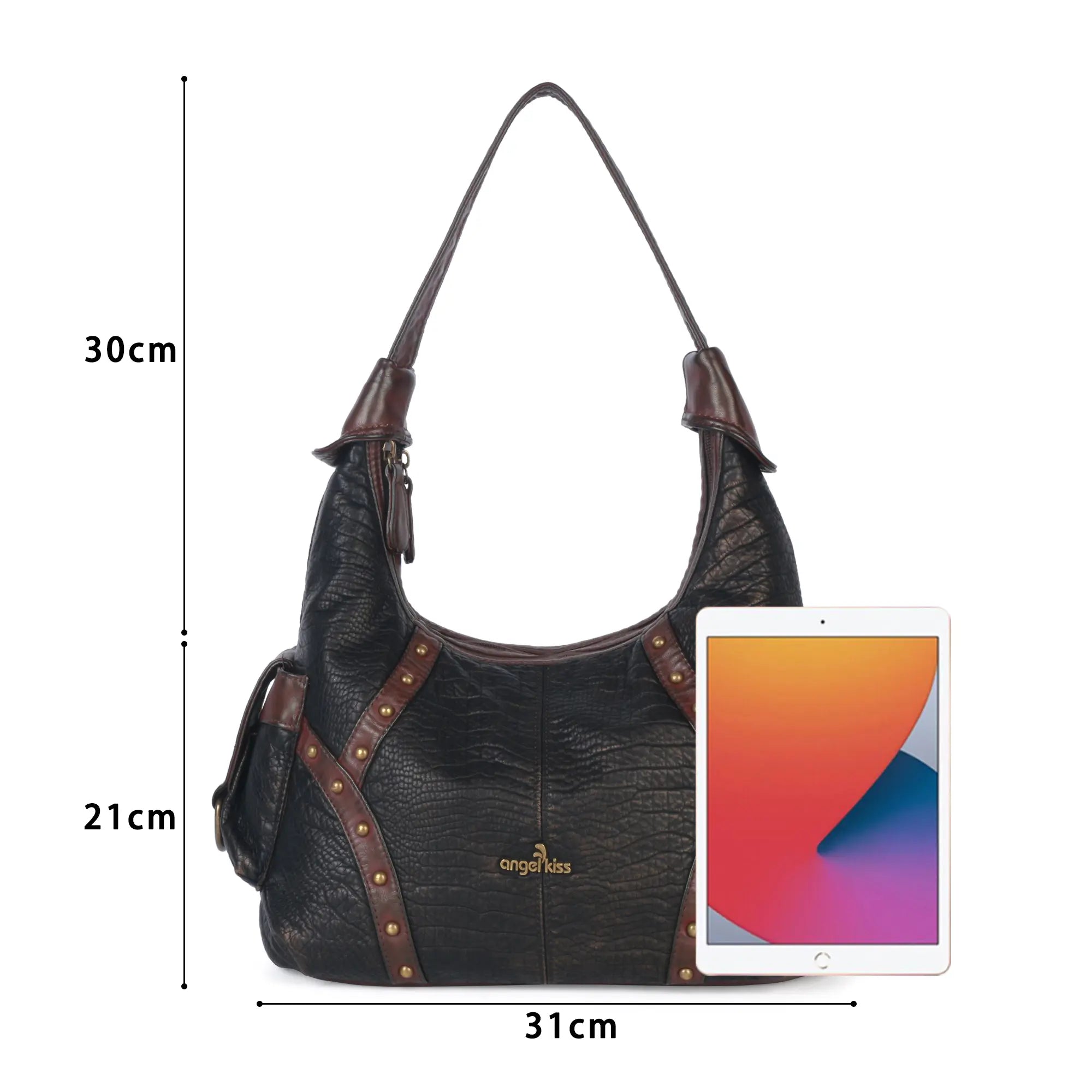 Modern Trendy Vintage Vegan Leather Hobo Tote Shoulder Bag