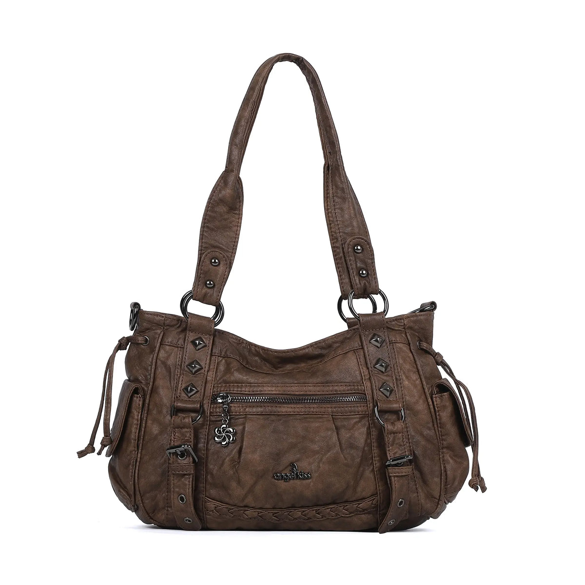 Vintage Studded Vegan Leather Everyday Bag | Custom Hardware