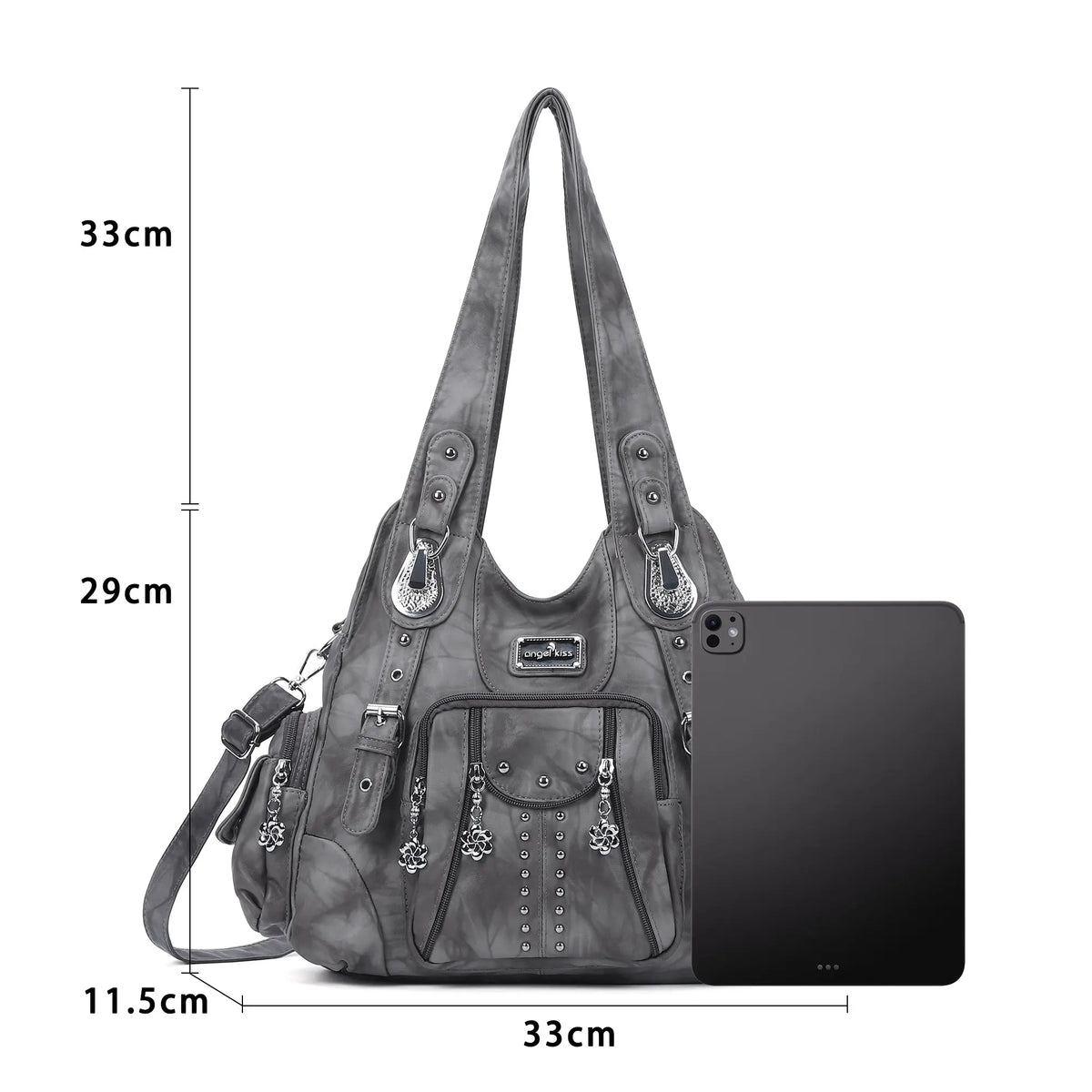 Tie-Dye Hobo Shoulder Bag with Rivet Strap Details