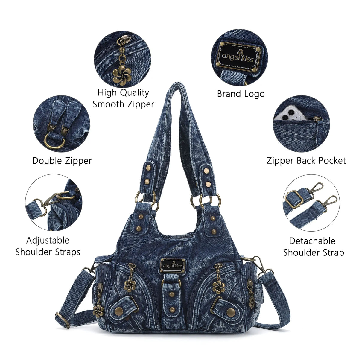 Vintage Denim Crossbody Wallet & Pures