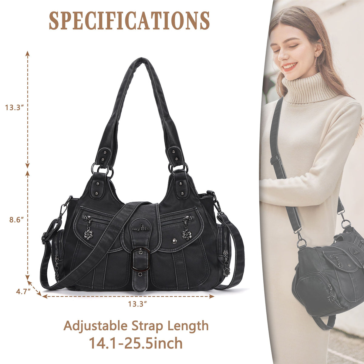 Women's Retro Fashion Multi-compartment Large Capacity Hobo Bag