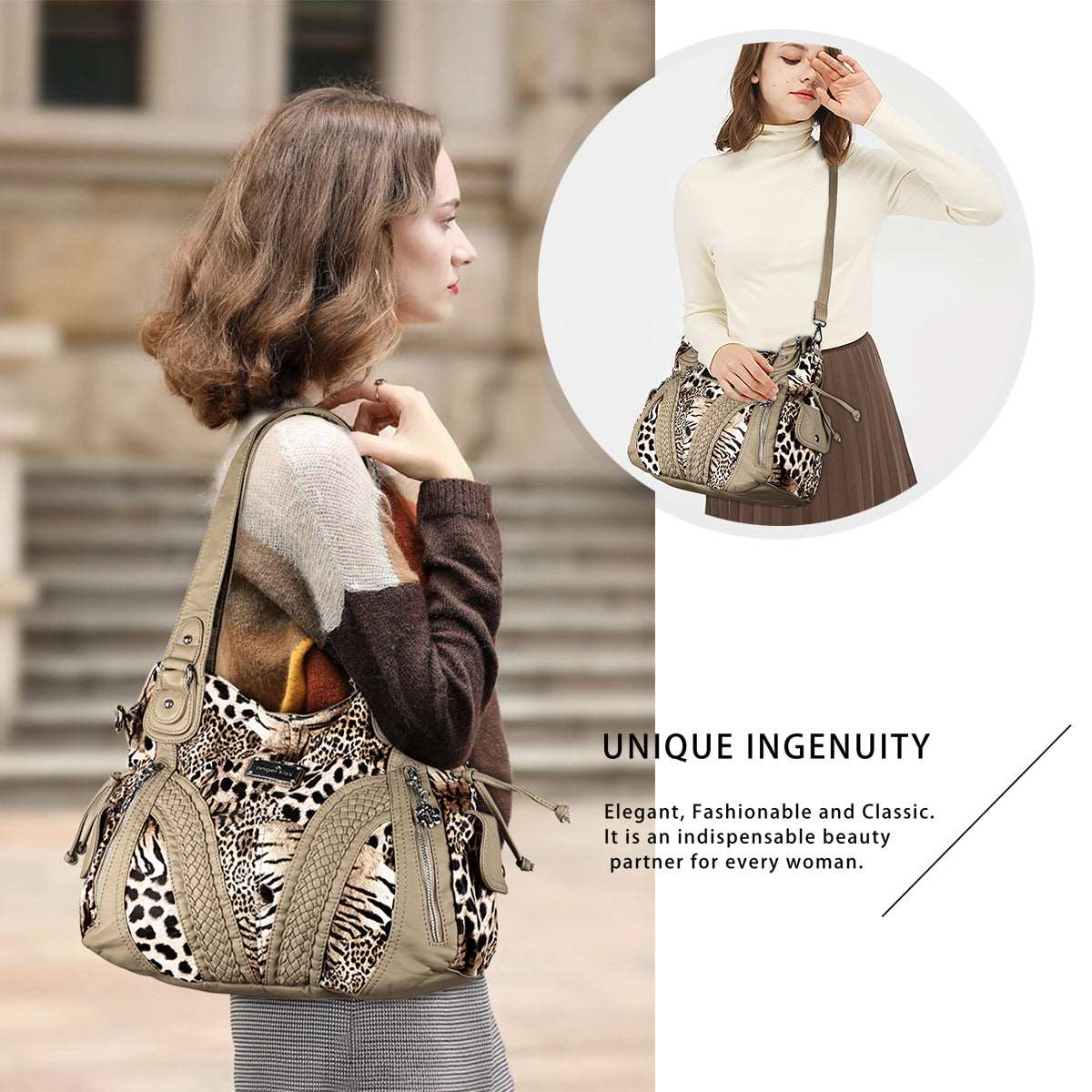 Y2K Leopard Patchwork Hobo Shoulder Bag