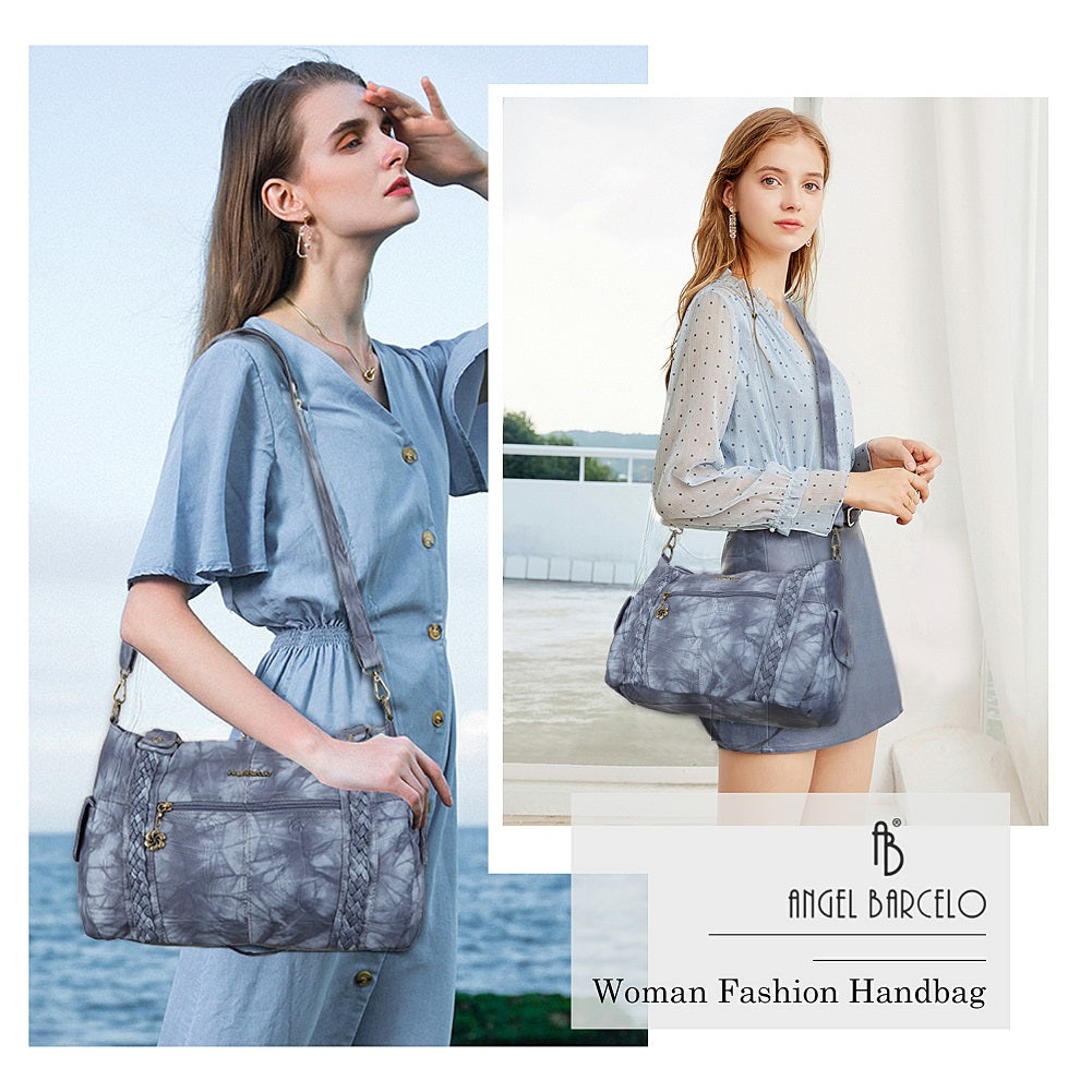 Vintage Braided-Trim Large Capacity Hobo Shoulder Bag