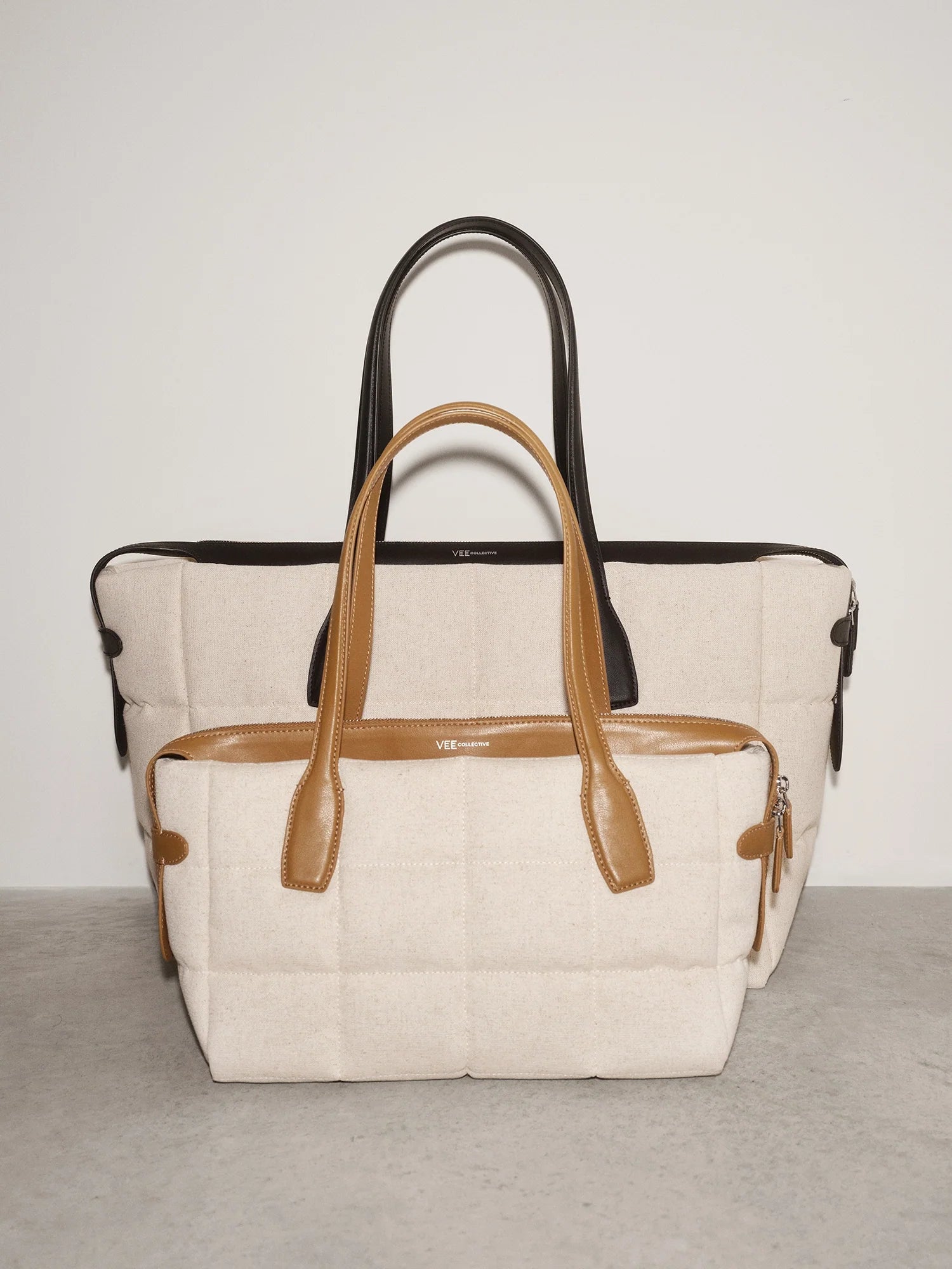 Tela Tote Small Natural Black Canvas