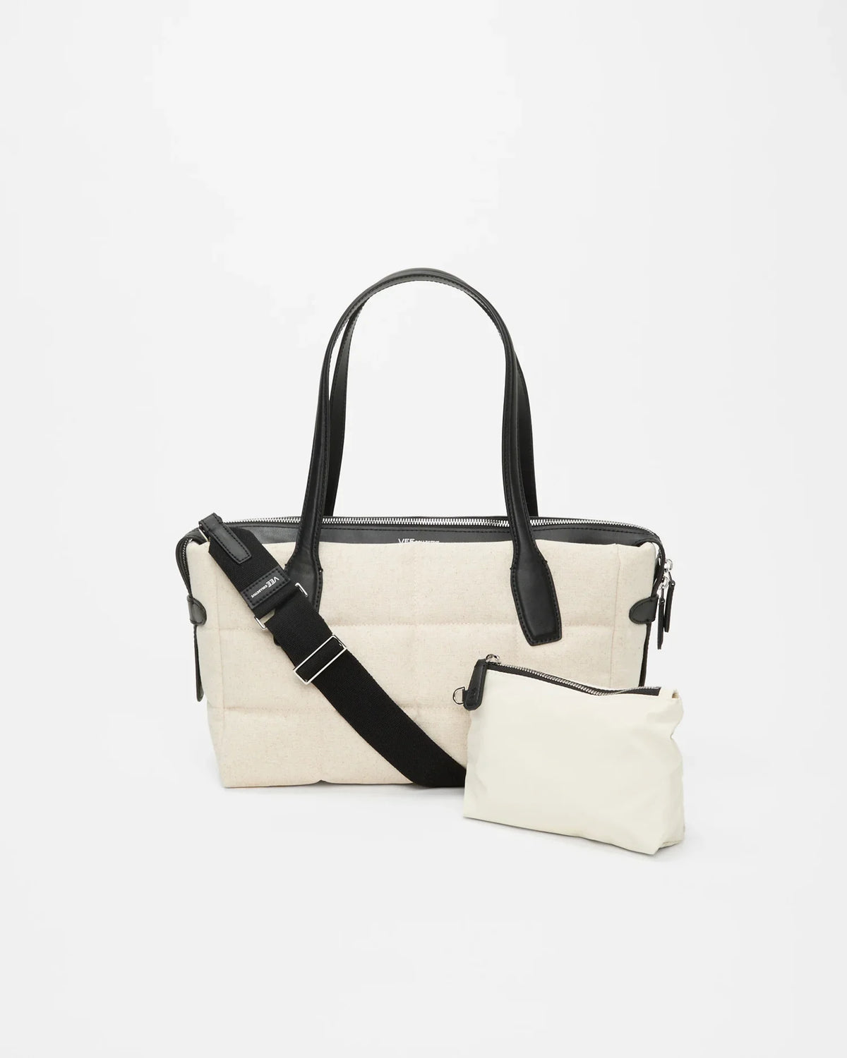 Tela Tote Small Natural Black Canvas