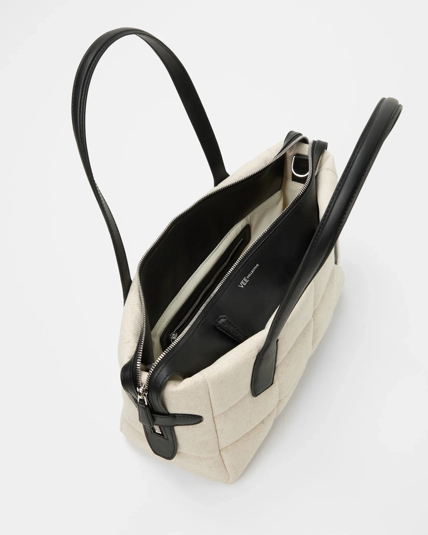 Tela Tote Small Natural Black Canvas