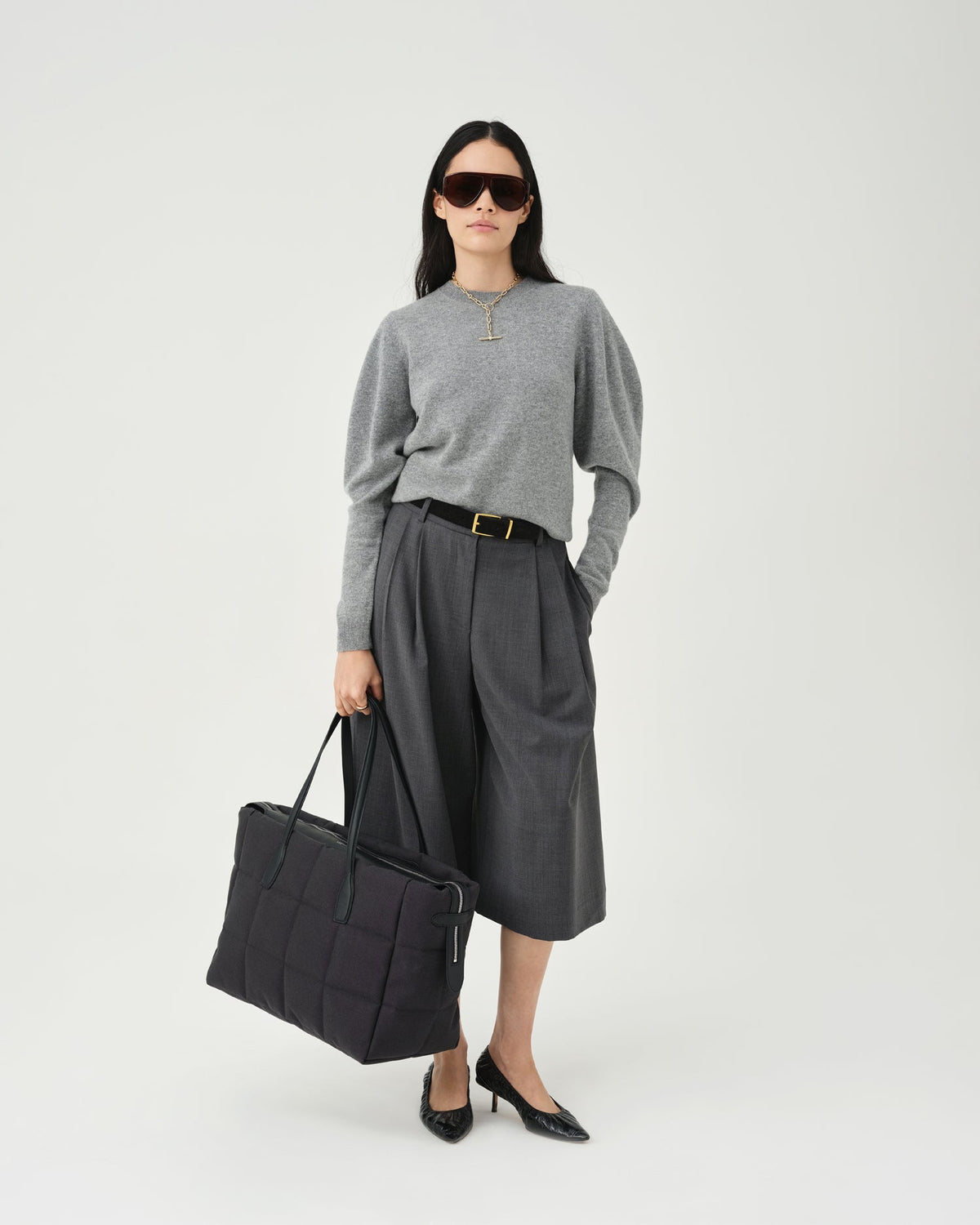 Tela Tote Large Black Canvas