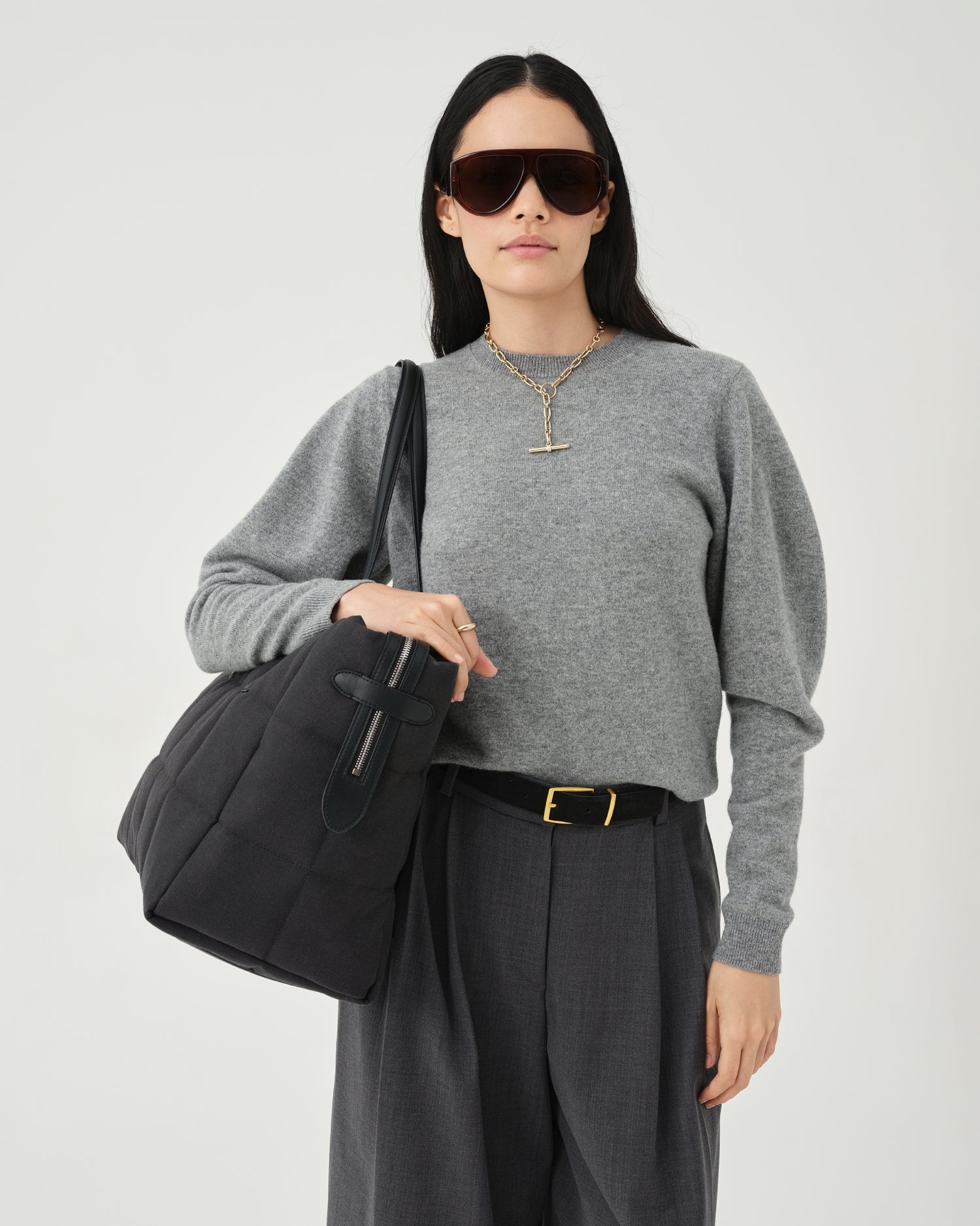 Tela Tote Large Black Canvas