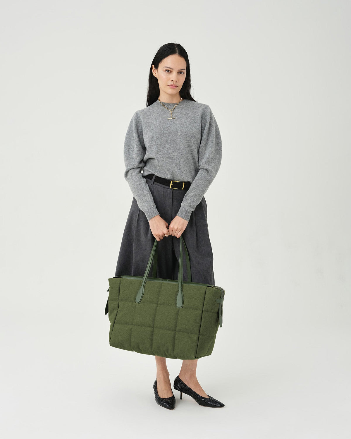 Tela Tote Large Olive Canvas