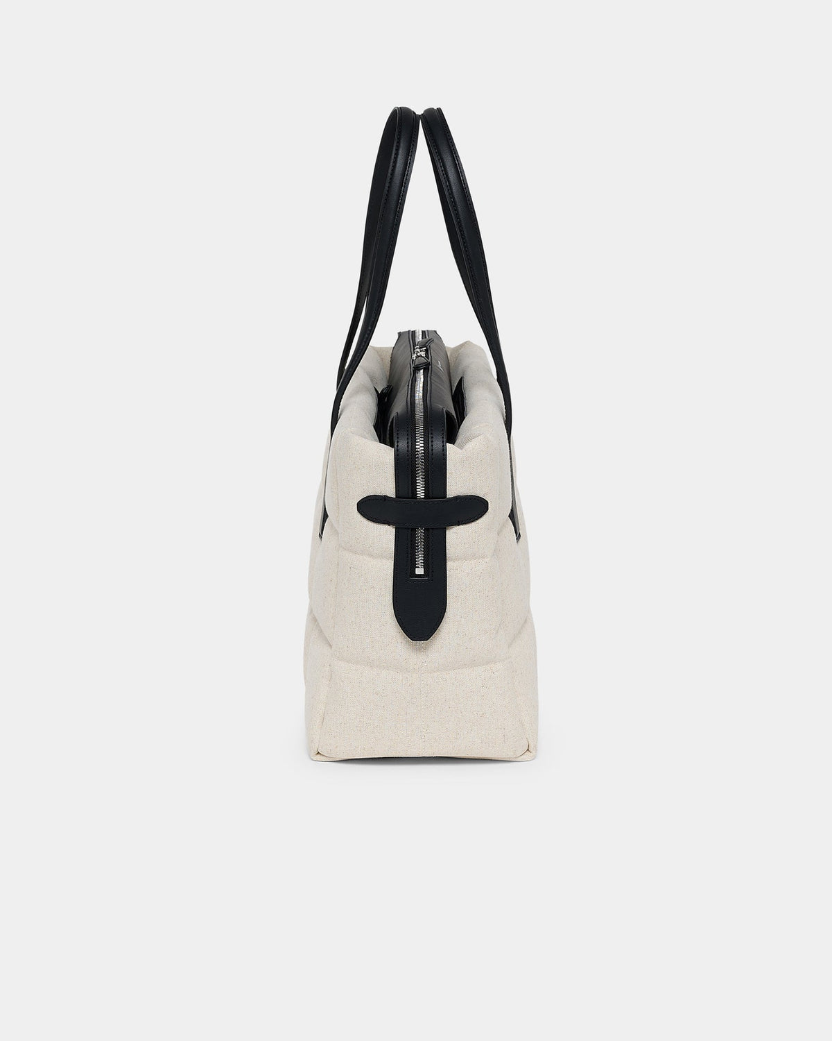 Tela Tote Medium Natural Black Canvas
