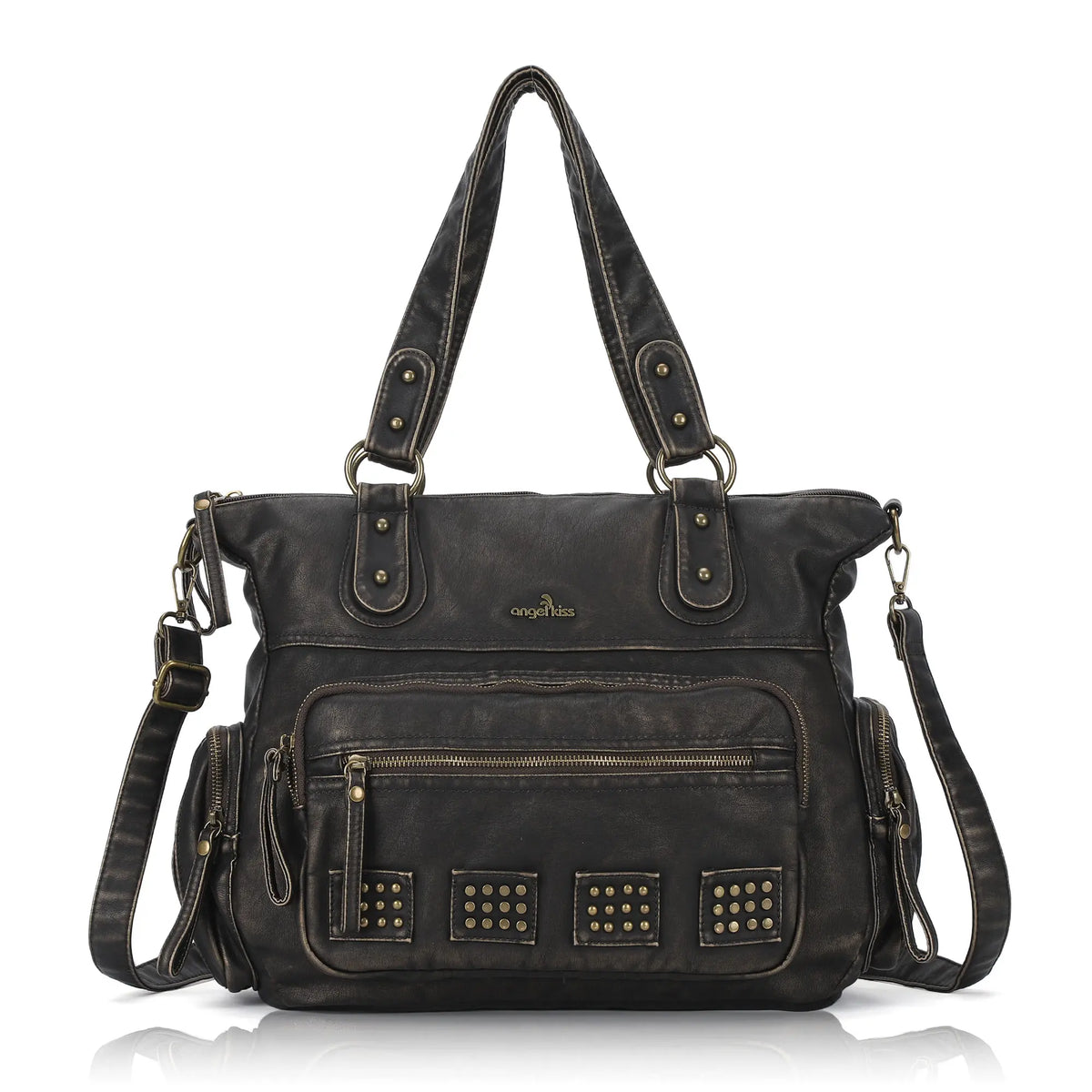 Vintage Vegan Leather Large Capacity Business Commuter Multi-functional Tote Shoulder Bag